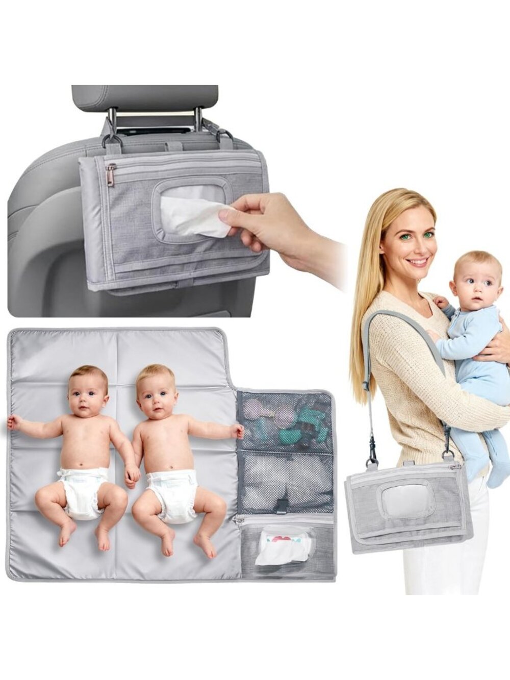 Large Waterproof Portable Diaper Changing Pad - Foldable Baby Travel Mat with